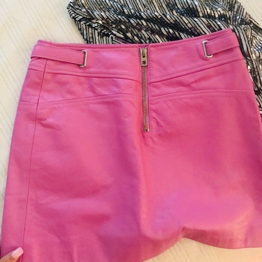 Pink COACH leather mini skirt